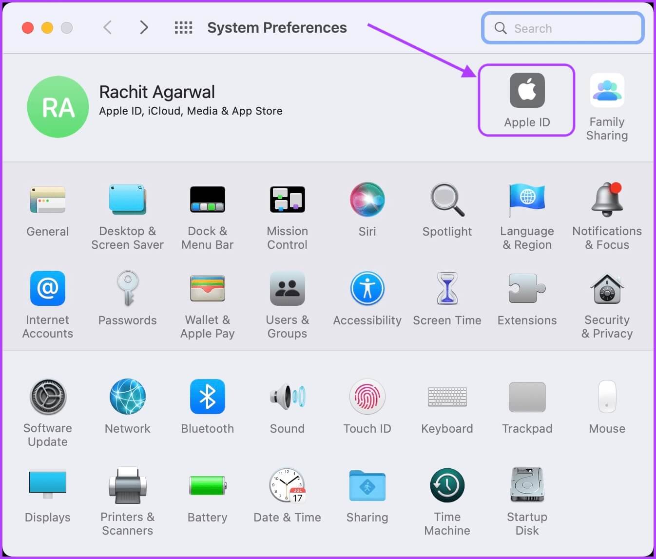 click-on-apple-ID أفضل 5 طرق لإصلاح تعطل Apple Notes في Mac