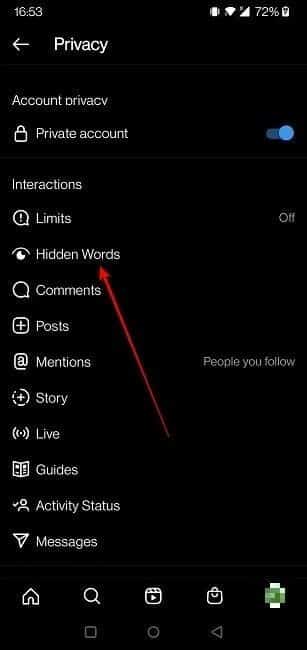 comments-instagram-mobile-hiidden-words كيفية إدارة التعليقات على Instagram
