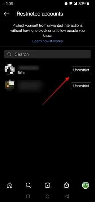comments-instagram-mobile-restricted-list كيفية إدارة التعليقات على Instagram