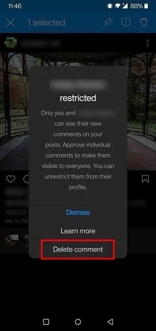 comments-instagram-restrict-delete-current-comment كيفية إدارة التعليقات على Instagram