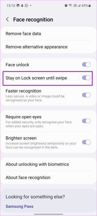 disable-lock-screen-swipe أفضل 7 طرق لإصلاح عدم عمل التعرف على الوجوه على هواتف Samsung Galaxy