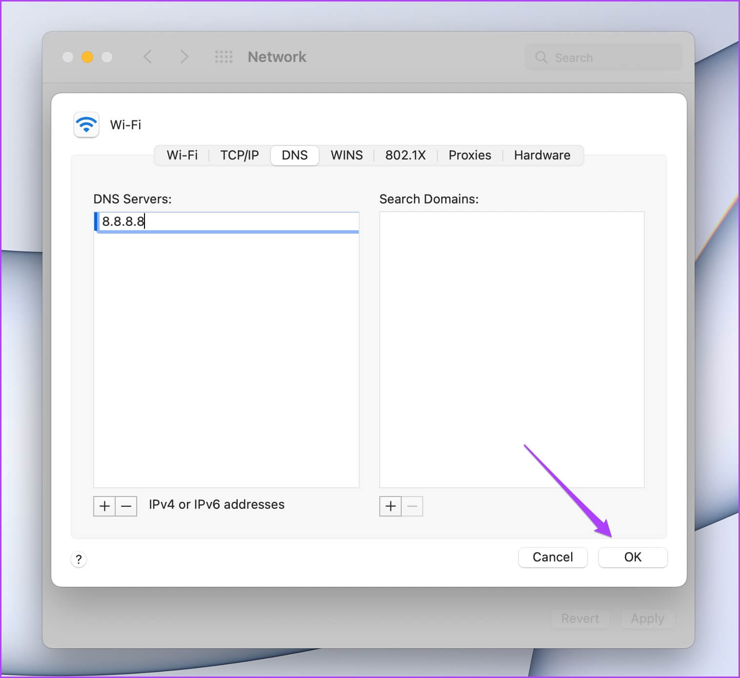 dns-server-setting-mac-network-setting-1516x1390 أفضل 6 طرق لإصلاح عدم تسجيل دخول Microsoft OneDrive على جهاز Mac