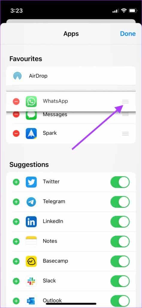 drag-using-handle-bar-474x1024-1 كيفية تحرير ورقة المشاركة Share Sheet على iPhone