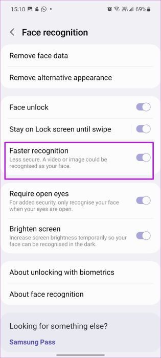 enable-faster-recognition-face-recognition-not-working-on-samsung-phones أفضل 7 طرق لإصلاح عدم عمل التعرف على الوجوه على هواتف Samsung Galaxy