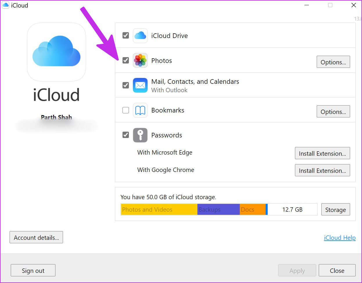 enable-iCloud-photos أفضل 8 طرق لإصلاح عدم عمل مزامنة iCloud في Windows 11