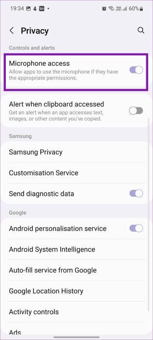 enable-microphone-access-315x700 أفضل 9 طرق لإصلاح عدم عمل مساعد Google في هواتف Samsung Galaxy