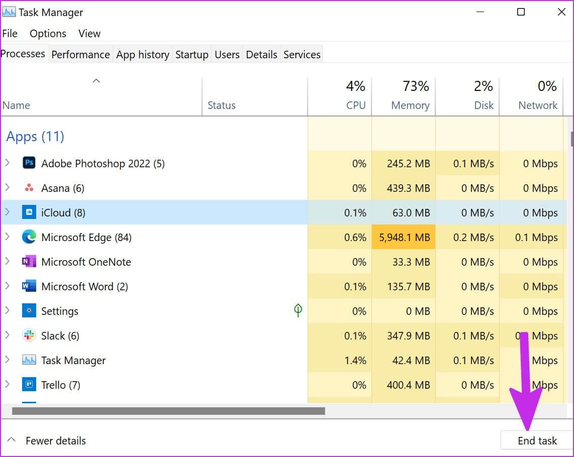 end-icloud-task-icloud-sync-not-working-on-windows-11 أفضل 8 طرق لإصلاح عدم عمل مزامنة iCloud في Windows 11