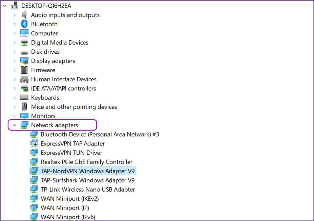 expand-network-adapters-menu-1073x758 أفضل 8 طرق لإصلاح عدم عمل VPN في Windows 11