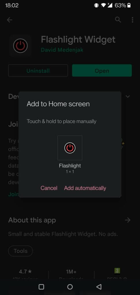 flashlight-widget-485x1024-1-485x1024 أفضل 4 طرق لتشغيل أو إيقاف تشغيل المصباح على Android