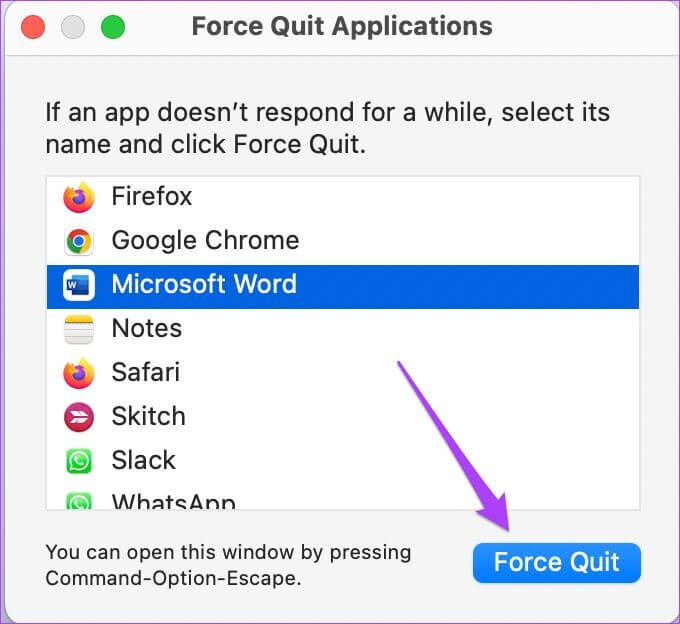 force-quit-microsoft-word-mac-680x624 أفضل 6 طرق لإصلاح عدم عمل برنامج Microsoft Word على نظام Mac