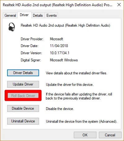 headphones-not-working-windows-10-roll-back-driver سماعات الرأس لا تعمل في Windows؟ فيما يلي بعض الإصلاحات