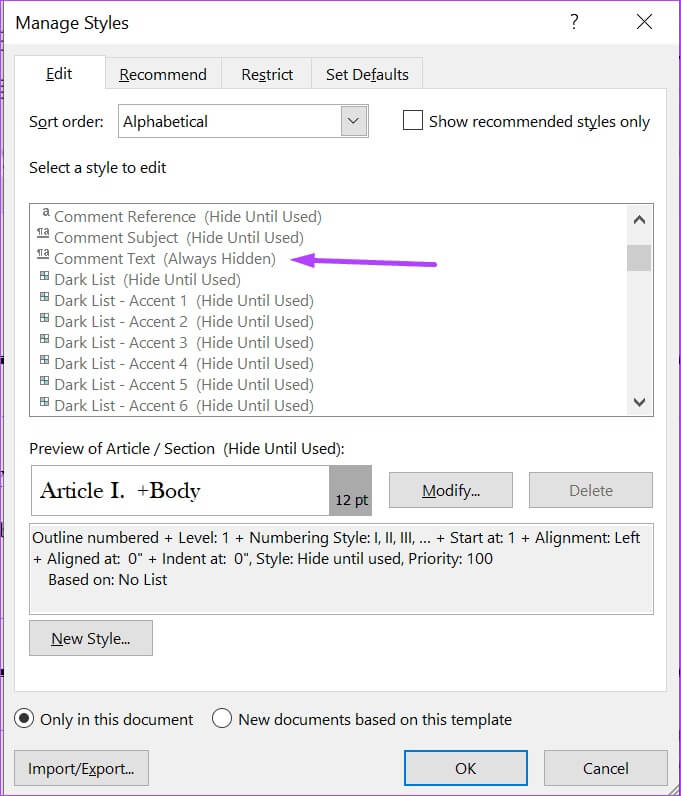 how-to-edit-the-font-when-tracking-changes-in-microsoft-word-step-8-1 كيفية تحرير الخط والتعليق عند تعقب التغييرات في Microsoft Word