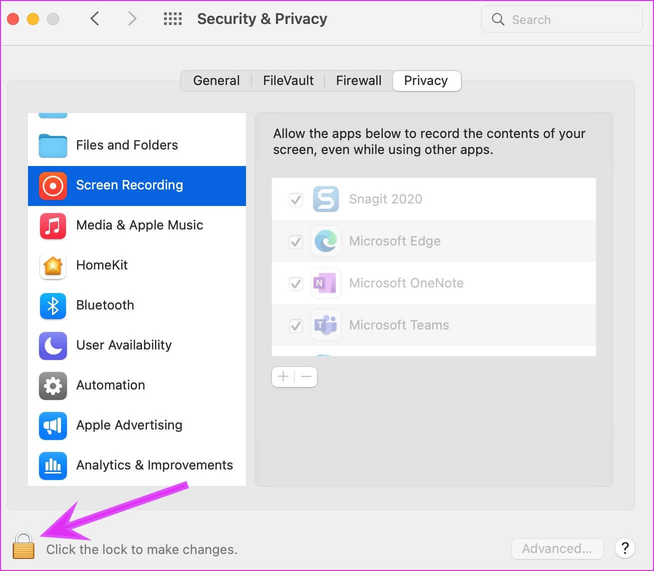 make-changes-in-privacy-menu-1308x1142 أفضل 8 طرق لحل مشكلة عدم عمل مشاركة شاشة FaceTime على جهاز Mac