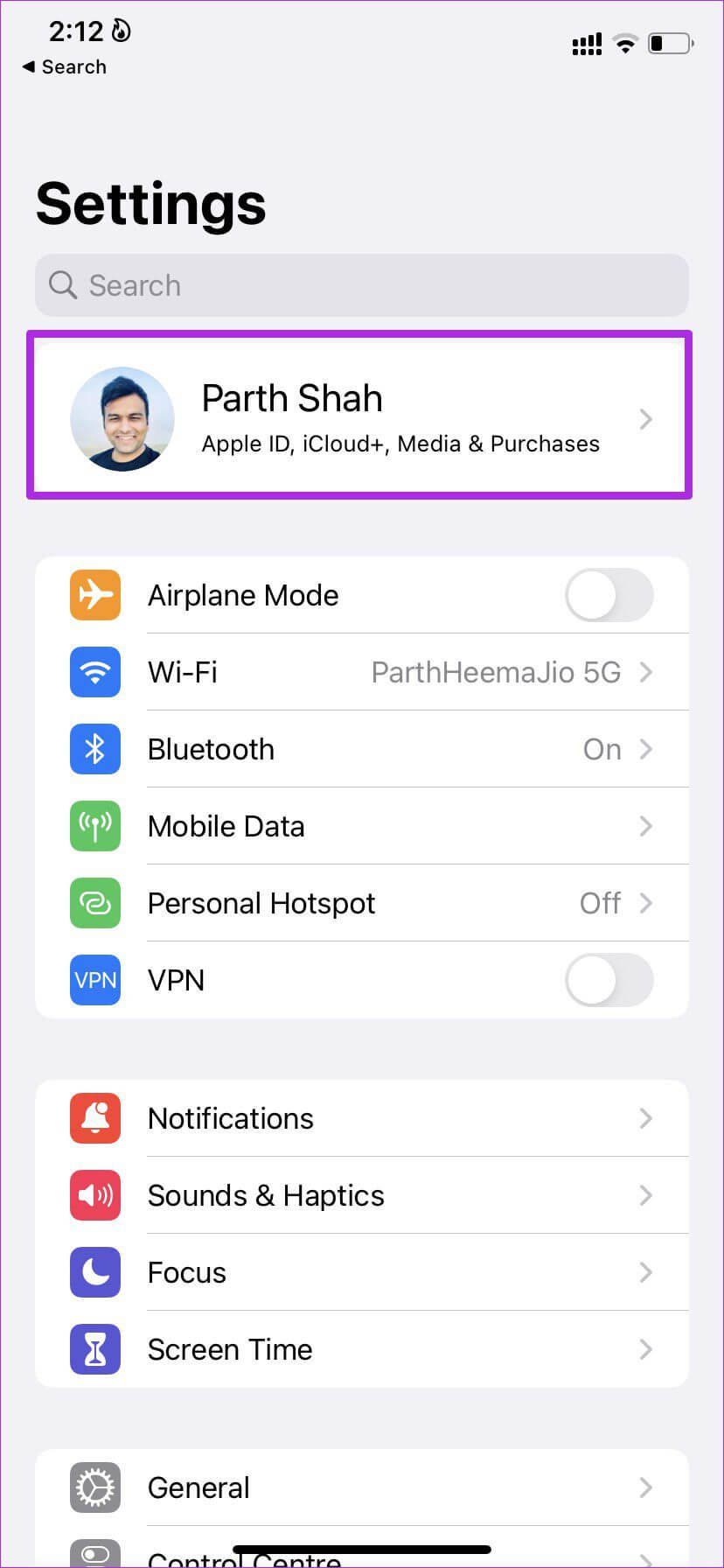 open-apple-profile-menu أفضل 8 طرق لإصلاح عدم ظهور مكالمات iPhone على iPad