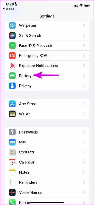 open-battery-menu-fix-widgets-not-updating-on-iPhone أفضل 9 طرق لإصلاح عدم عمل الأدوات widgets أو لا يتم تحديثها على iPhone