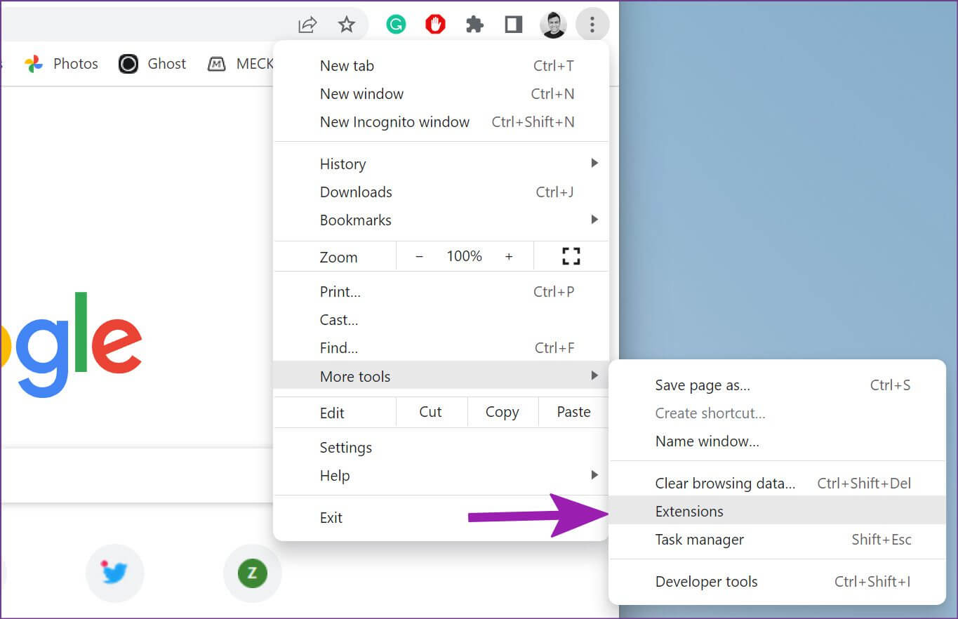 open-extensions-menu-fix-google-chrome-slow-to-open-on-windows-1365x882 أفضل 8 إصلاحات لبطئ فتح Google Chrome على Windows 10 و Windows 11
