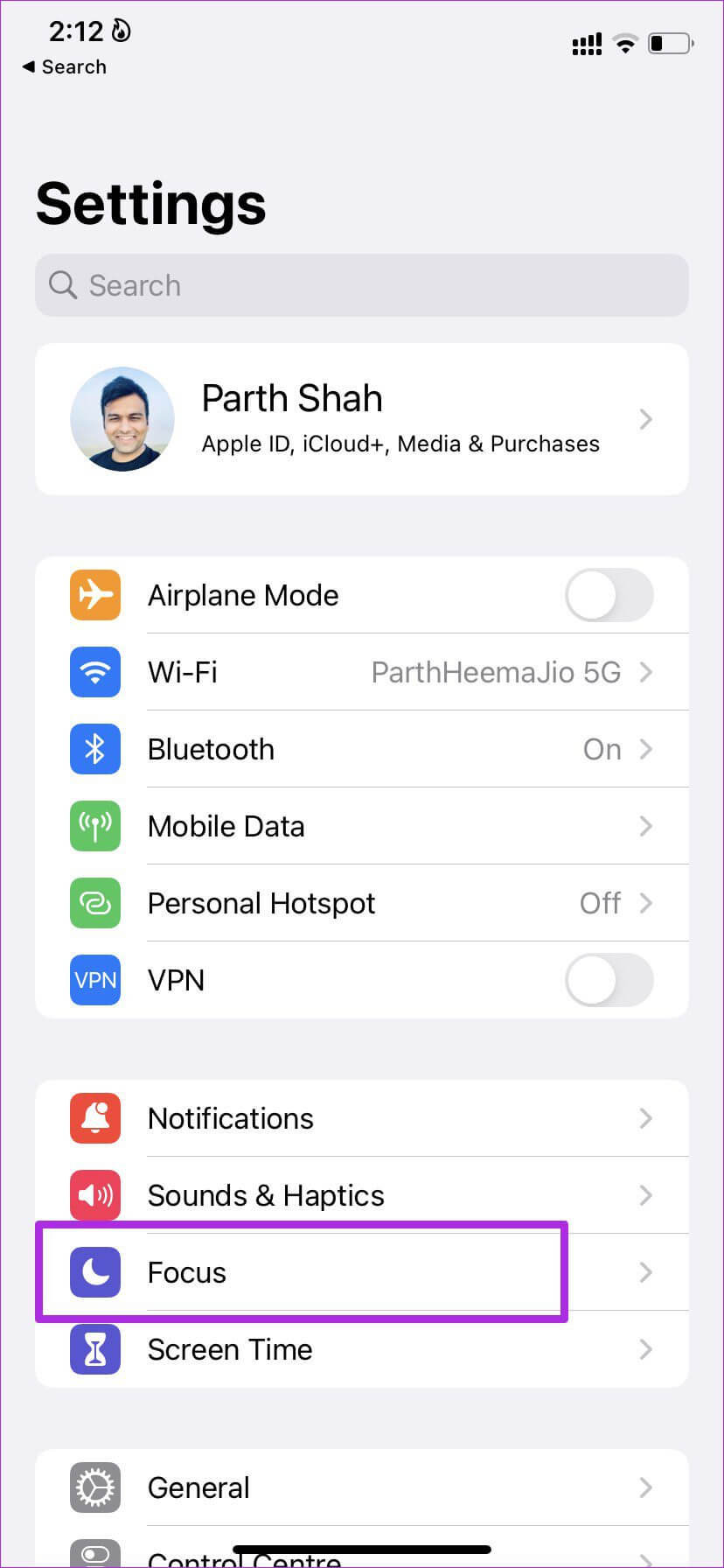 open-focus-on-iphone أفضل 8 طرق لإصلاح عدم ظهور مكالمات iPhone على iPad