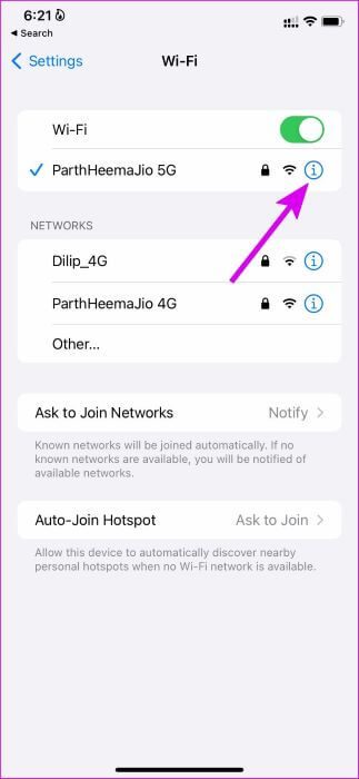 open-wi-fi-info-menu أفضل 9 طرق لإصلاح عدم عمل الأدوات widgets أو لا يتم تحديثها على iPhone