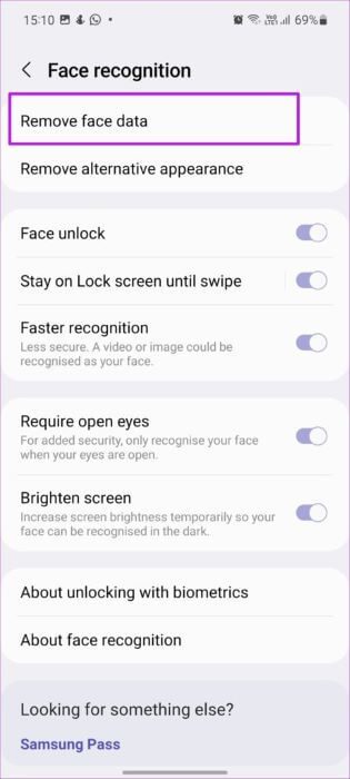 remove-face-data-461x1024-1 أفضل 7 طرق لإصلاح عدم عمل التعرف على الوجوه على هواتف Samsung Galaxy