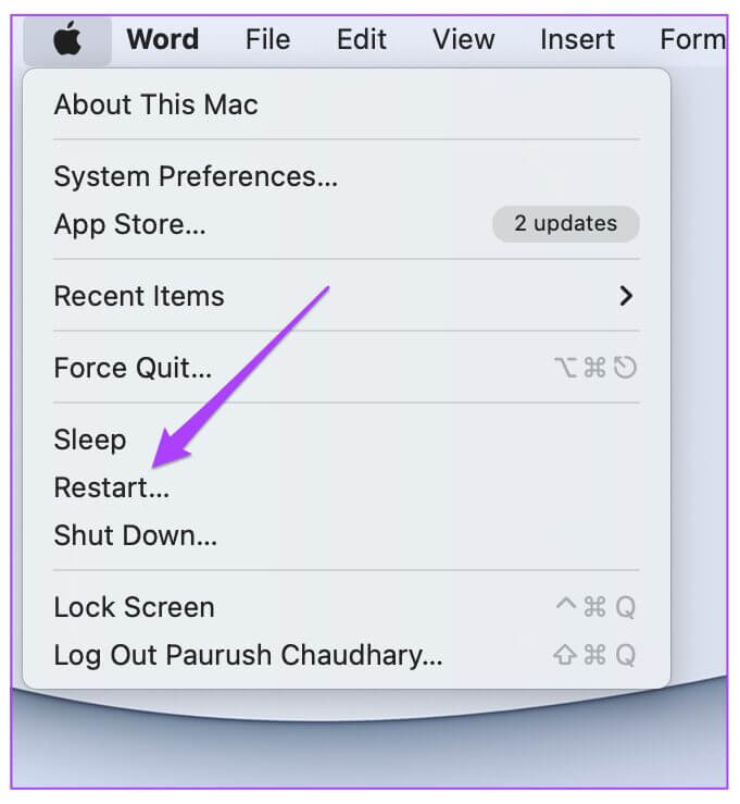 restart-yout-mac-1-681x739 أفضل 6 طرق لإصلاح عدم عمل برنامج Microsoft Word على نظام Mac