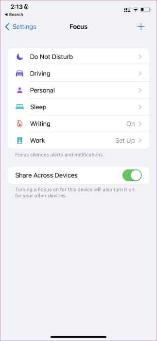 select-focus-profile- أفضل 8 طرق لإصلاح عدم ظهور مكالمات iPhone على iPad