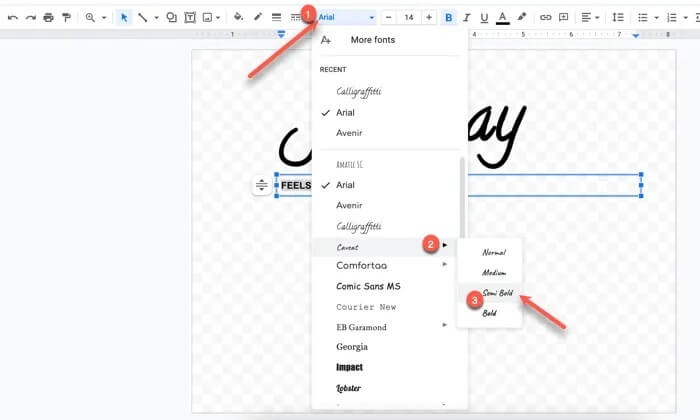 select-font-details كيفية إنشاء شعار باستخدام Google Drawings