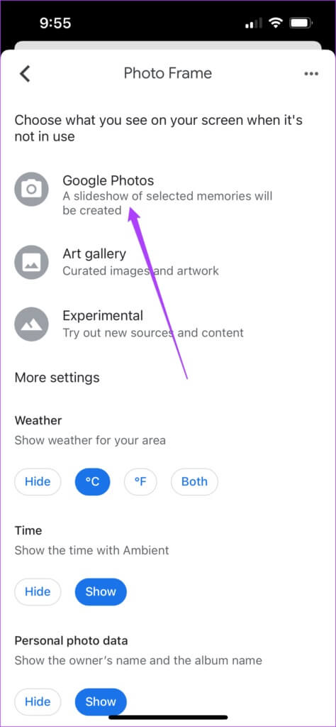 select-google-photos-ambient-mode-google-home-app-474x1024-1-474x1024 أفضل 5 نصائح وحيل لتلفزيون Android باستخدام واجهة Google TV