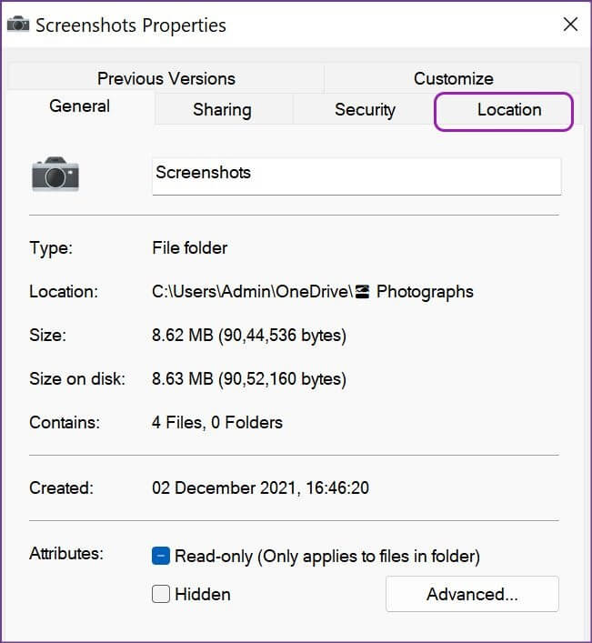 select-location-tab-651x707 طرق تغيير مكان حفظ لقطة الشاشة في Windows 11