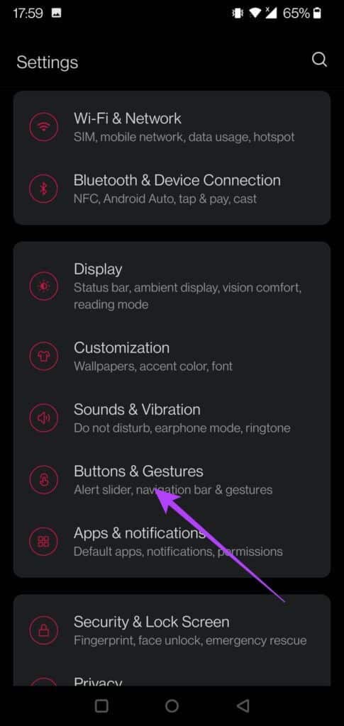 settings-buttons-gestures-485x1024-1-485x1024 أفضل 4 طرق لتشغيل أو إيقاف تشغيل المصباح على Android
