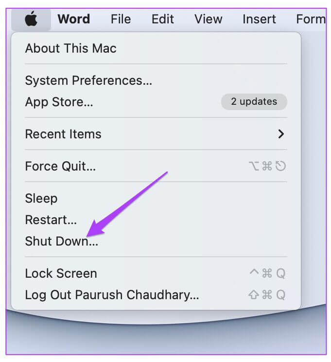 shut-down-mac-1-681x743 أفضل 6 طرق لإصلاح عدم عمل برنامج Microsoft Word على نظام Mac
