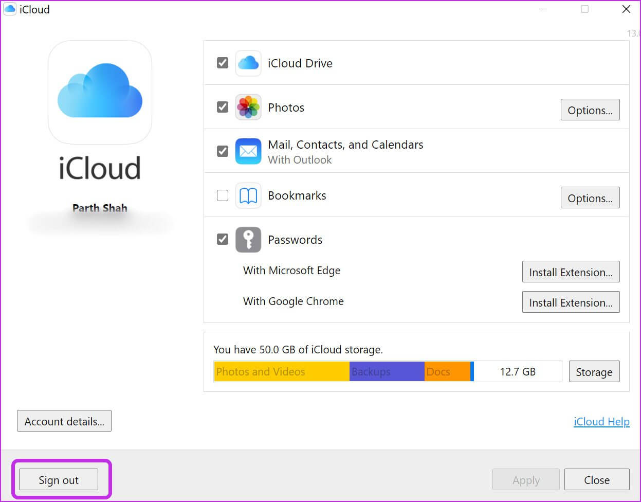 sign-out-from-iCloud-icloud-sync-not-working-on-windows-11 أفضل 8 طرق لإصلاح عدم عمل مزامنة iCloud في Windows 11