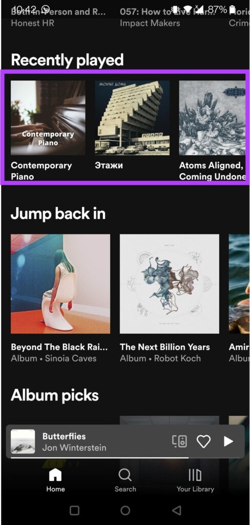 spotify-history-recently-played-app-view-488x1024-1 كيفية عرض ومسح سجل الاستماع الخاص بك على Spotify