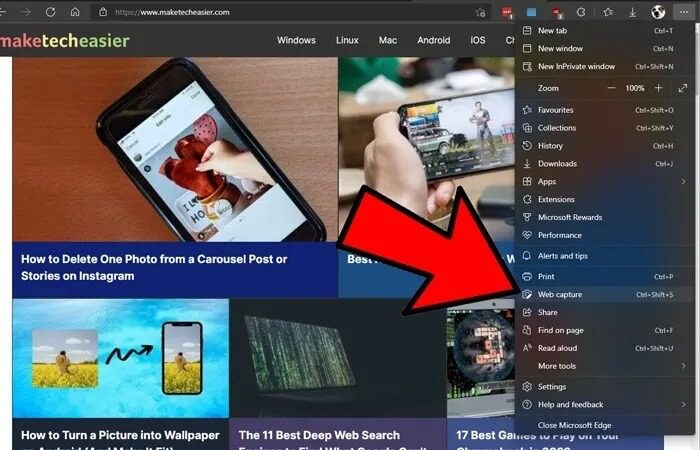 take-scrolling-screenshot-web-capture كيفية أخذ لقطة شاشة كصورة متحركة في Windows