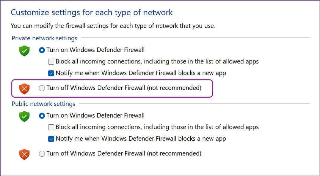 turn-off-windows-defender-1076x593 أفضل 8 طرق لإصلاح عدم عمل VPN في Windows 11