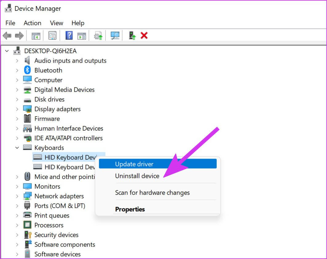 uninstall-keyboard-drivers-number-pad-not-working-on-windows-11-1 أفضل 8 طرق لإصلاح عدم عمل لوحة الأرقام على لوحة المفاتيح في Windows 11