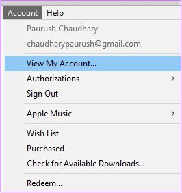 view-my-account-windows-itunes- كيفية إلغاء اشتراكات App Store من Mac أو Windows