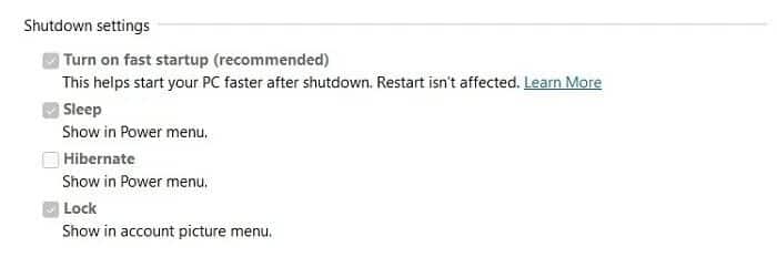 windows-power-settings-gray-out-options الاغلاق مقابل النوم مقابل السبات مقابل بدء التشغيل السريع : شرح إعدادات الطاقة في Windows