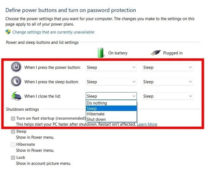 windows-power-settings-options الاغلاق مقابل النوم مقابل السبات مقابل بدء التشغيل السريع : شرح إعدادات الطاقة في Windows