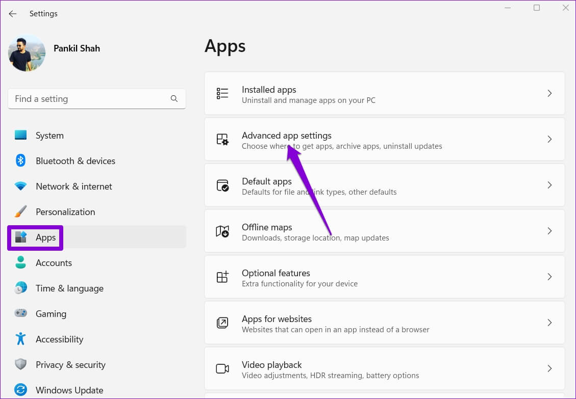 Advanced-App-Settings-on-Windows-1129x783 أهم 6 طرق لإصلاح تعذر تثبيت البرامج أو البرمجيات على Windows 11