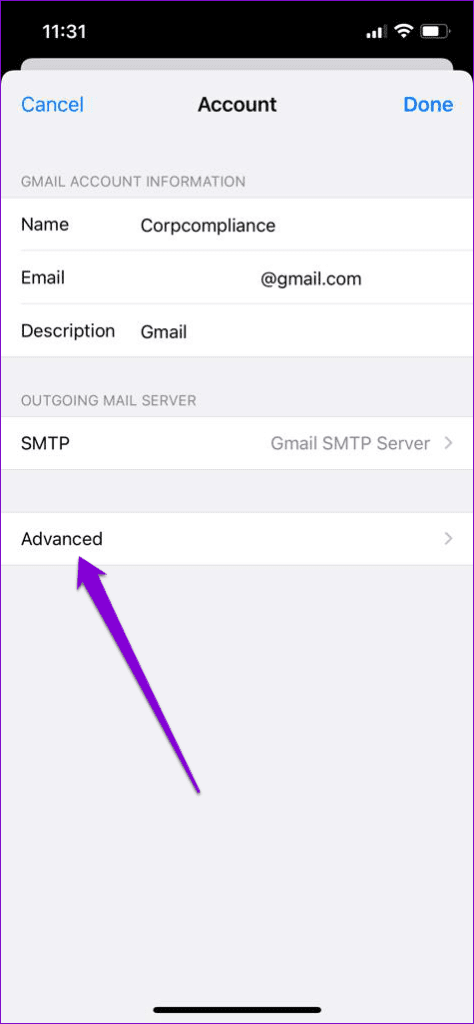 Advanced-Mail-Settings-474x1024-1 أفضل 6 طرق لإصلاح خطأ "لا يمكن التحقق من هوية الخادم" على iPhone