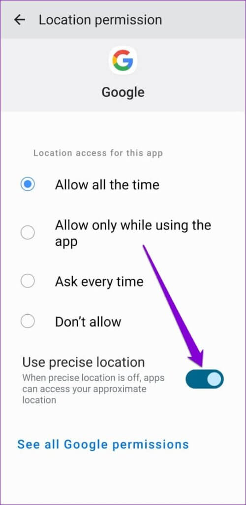 Allow-App-to-Use-Precise-Location-on-Android-1-500x1024-1-500x1024 أفضل 6 طرق لإصلاح عدم عمل خدمات الموقع على Android
