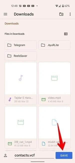 Android-Google-Contacts-Export-Save-300x650 كيفية نقل جهات الاتصال من هاتف إلى آخر