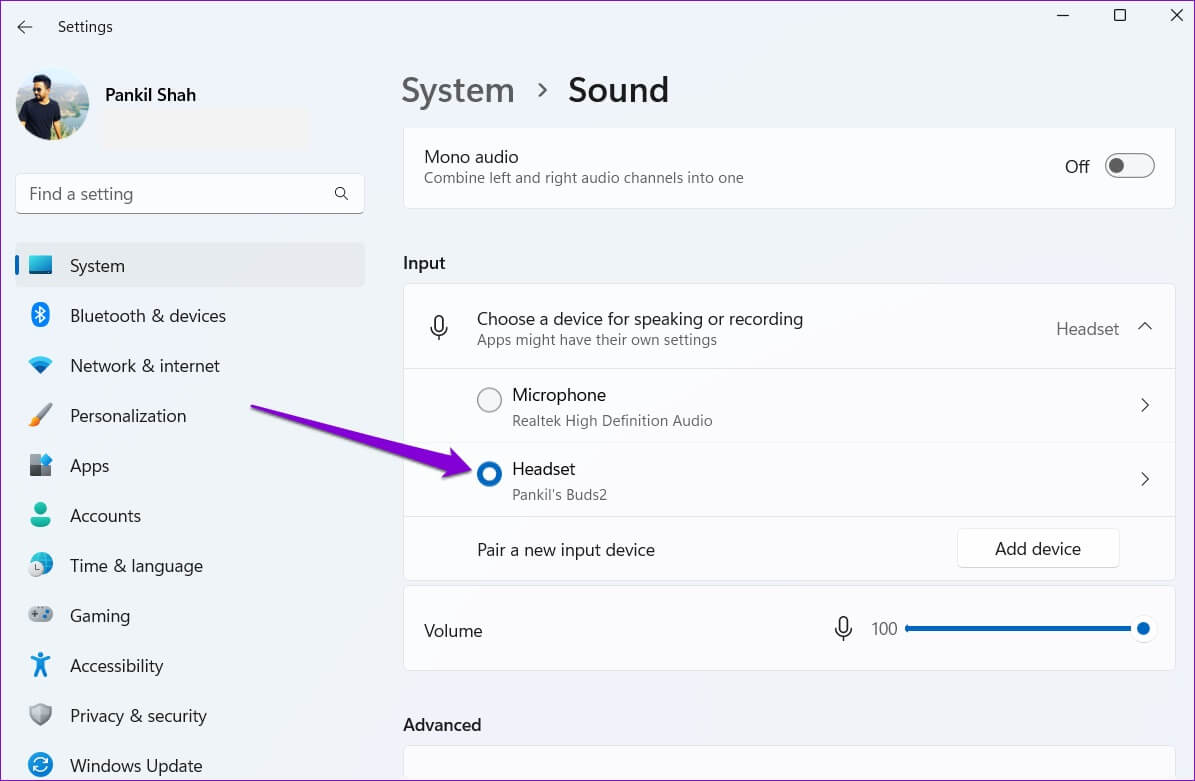 Audio-Input-Device-1195x781 أفضل 7 طرق لإصلاح مشكلة عدم عمل الميكروفون على Windows 11