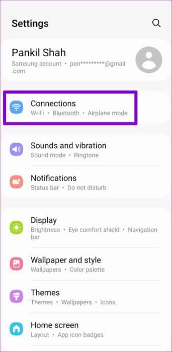 Connections-on-Samsung-Phone-1-500x1024-1-342x700 كيفية إظهار و عرض ومشاركة كلمات مرور Wi-Fi على Android