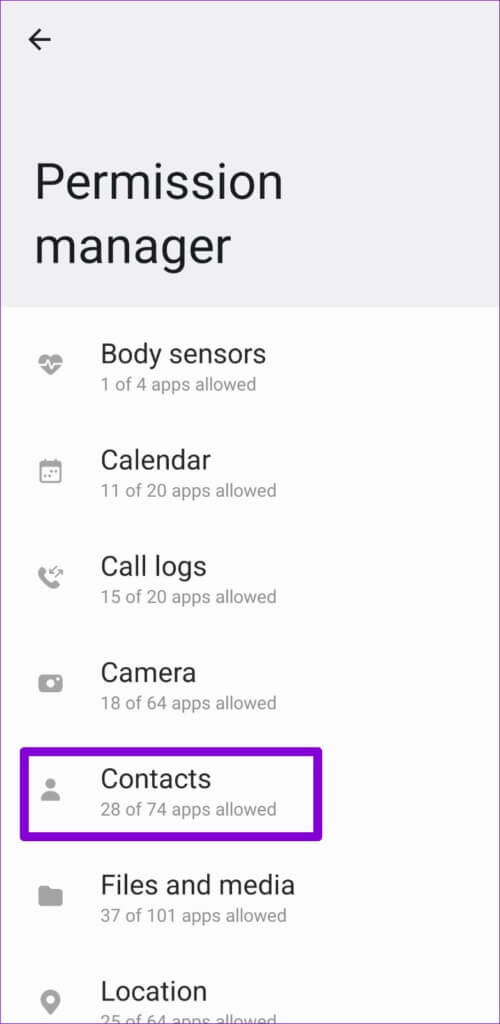 Contacts-Permission-on-Android-500x1024-1-500x1024 كيفية تمكين وتعطيل وإدارة أذونات التطبيق على Android