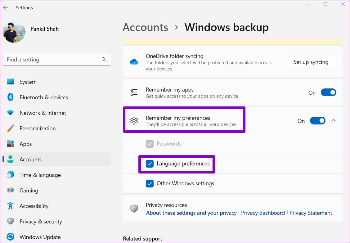 Disable-Language-Sync-1128x783 كيفية تغيير اللغة الافتراضية على Windows 11