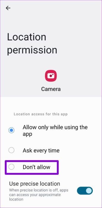 Disable-Location-Permission-for-Camera-App-500x1024-1-342x700 كيفية إزالة بيانات الموقع من الصور على Android و Windows