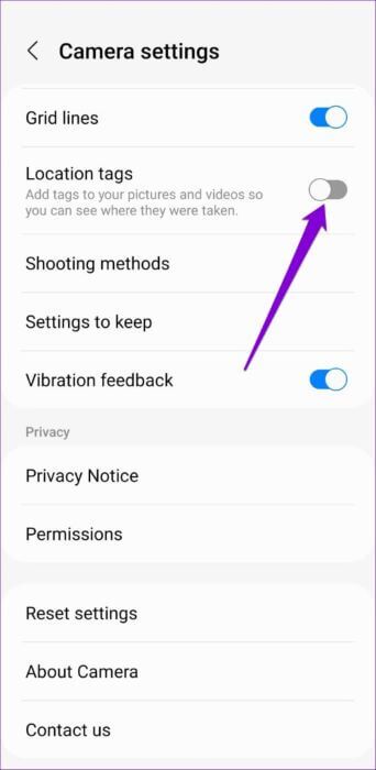 Disable-Location-Tags-on-Camera-App-500x1024-1-342x700 أفضل 8 طرق لإصلاح تأخر الكاميرا على Android