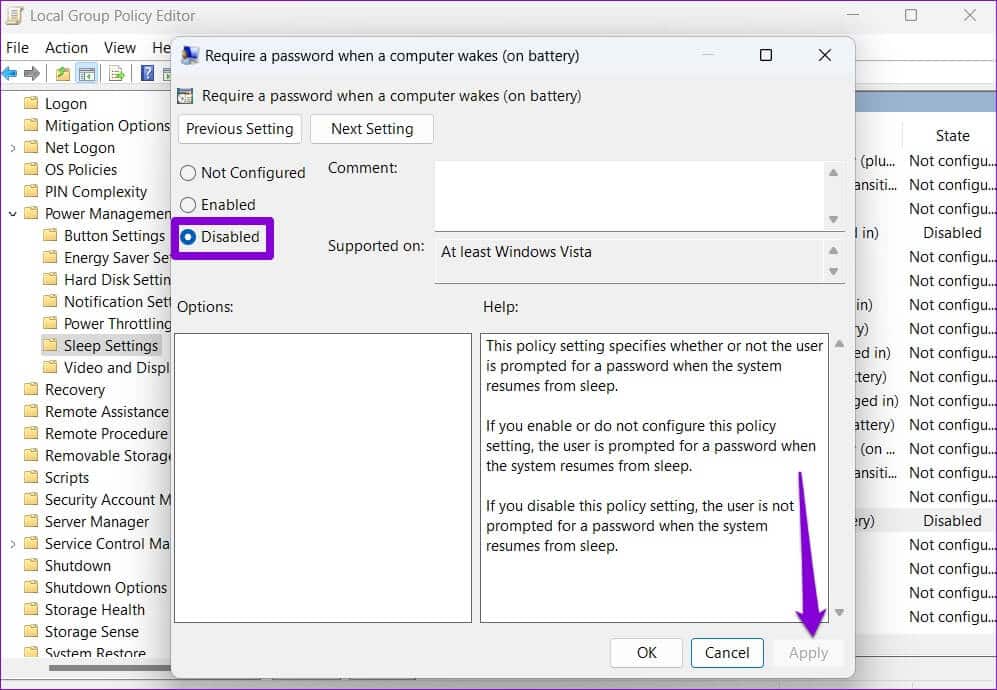 Disable-Login-After-Sleep-on-Battery-from-Group-Policy-997x690 أفضل 4 طرق لتعطيل شاشة تسجيل الدخول بعد السكون على Windows 11