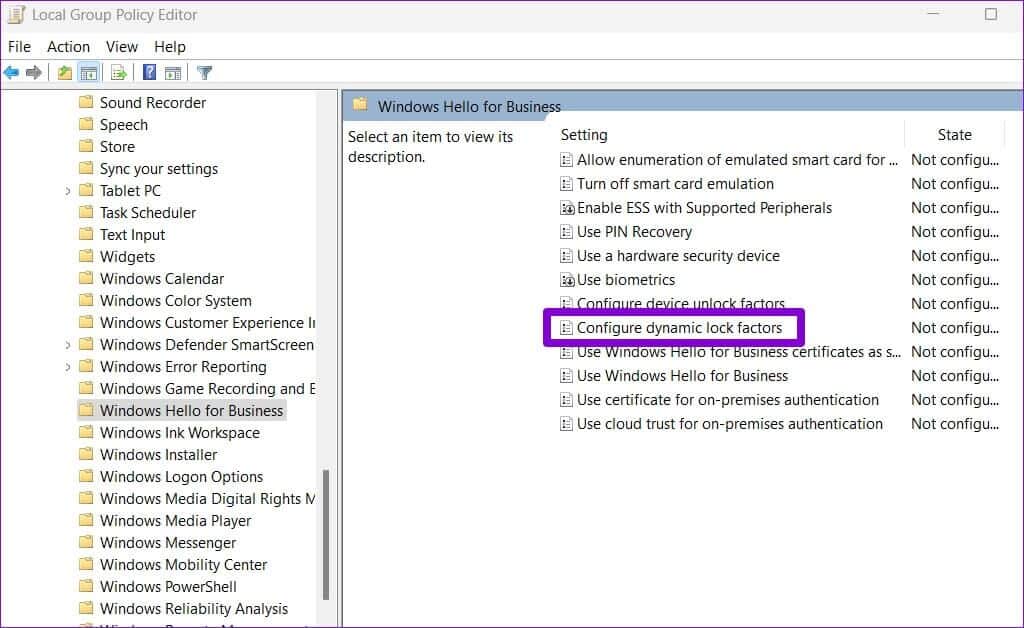 Dynamic-Lock-in-Group-Policy-Editor-1024x628 أفضل 4 طرق لإصلاح عدم عمل القفل الديناميكي على Windows 11